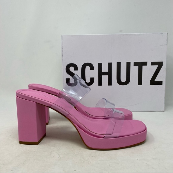 SCHUTZ Shoes - NEW Schutz Women’s Ariella Pink Rosa PVC Block Heel Y2K Sandal Size 8.5